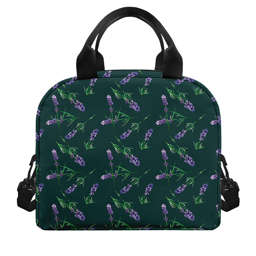 Purple Lavender Pattern Print Insulated Lunch Bag