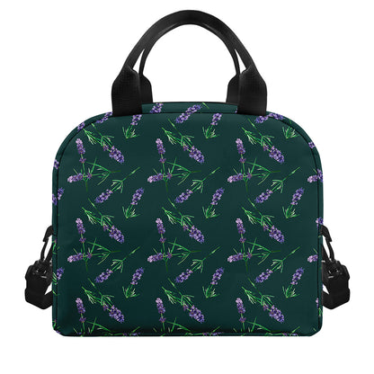 Purple Lavender Pattern Print Insulated Lunch Bag