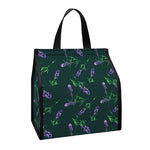 Purple Lavender Pattern Print Insulated Lunch Tote
