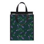 Purple Lavender Pattern Print Insulated Lunch Tote