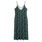Purple Lavender Pattern Print Jersey Midi Cami Dress