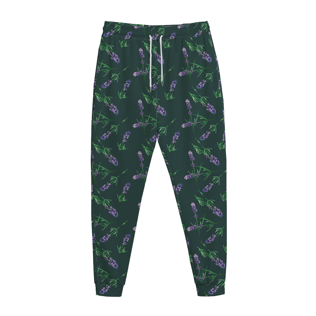 Purple Lavender Pattern Print Jogger Pants