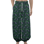 Purple Lavender Pattern Print Lantern Pants
