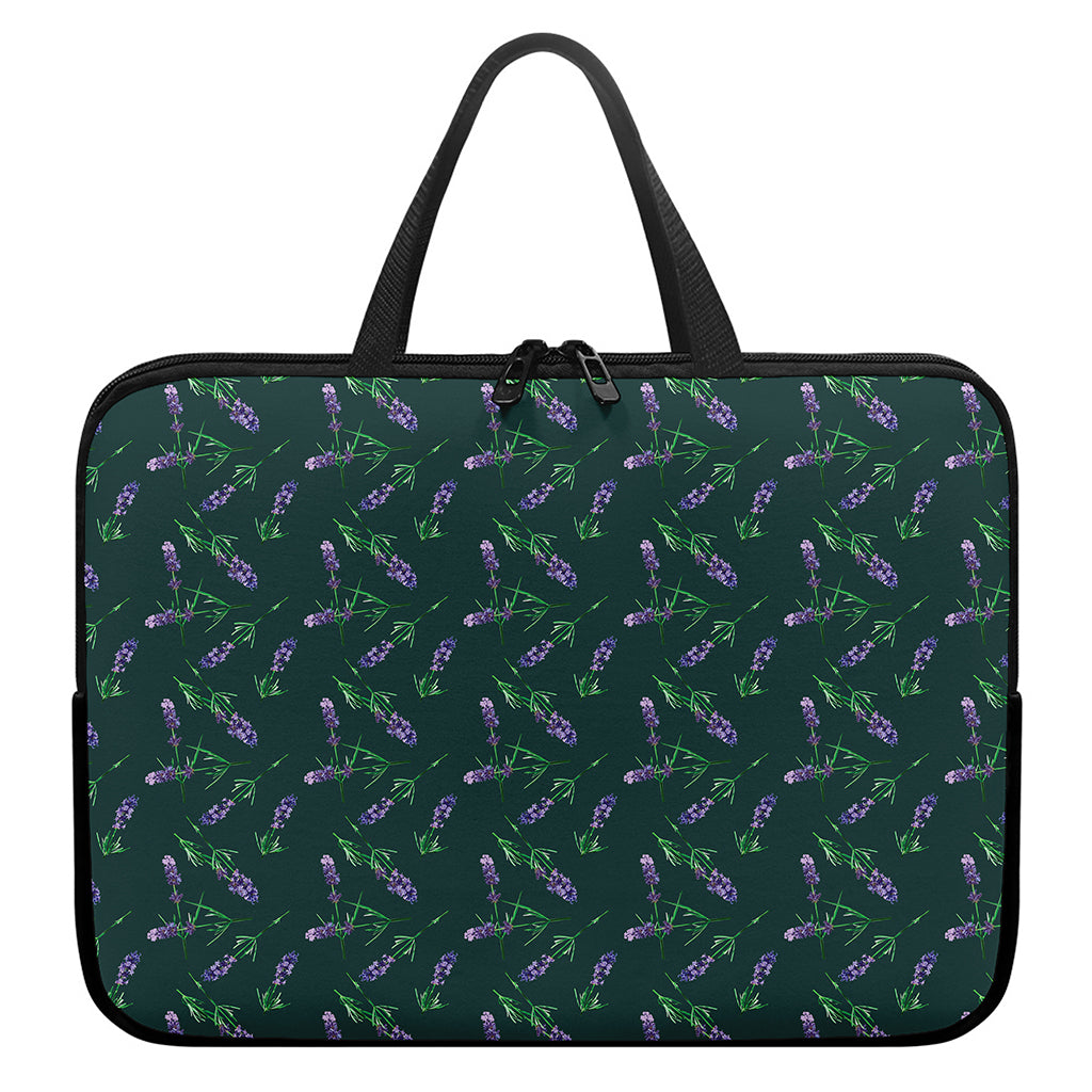 Purple Lavender Pattern Print Laptop Sleeve With Handle
