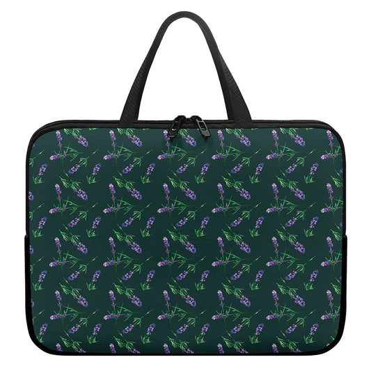 Purple Lavender Pattern Print Laptop Sleeve With Handle