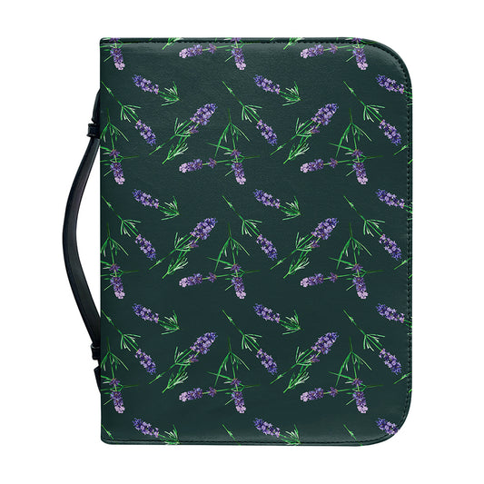 Purple Lavender Pattern Print Leather Bible Cover