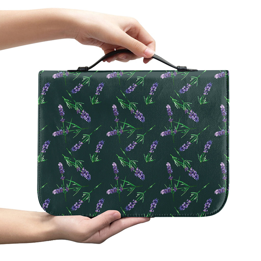Purple Lavender Pattern Print Leather Bible Cover