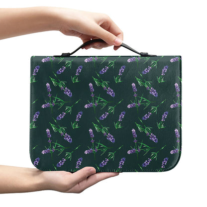 Purple Lavender Pattern Print Leather Bible Cover