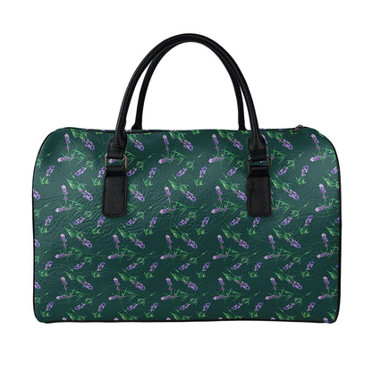 Purple Lavender Pattern Print Leather Duffle Bag