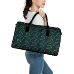 Purple Lavender Pattern Print Leather Duffle Bag