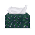 Purple Lavender Pattern Print Leather Tissue Box Cover