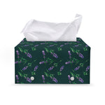 Purple Lavender Pattern Print Leather Tissue Box Cover