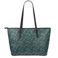 Purple Lavender Pattern Print Leather Tote Bag With Zipper