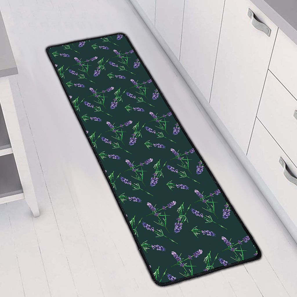 Purple Lavender Pattern Print Long Kitchen Mat