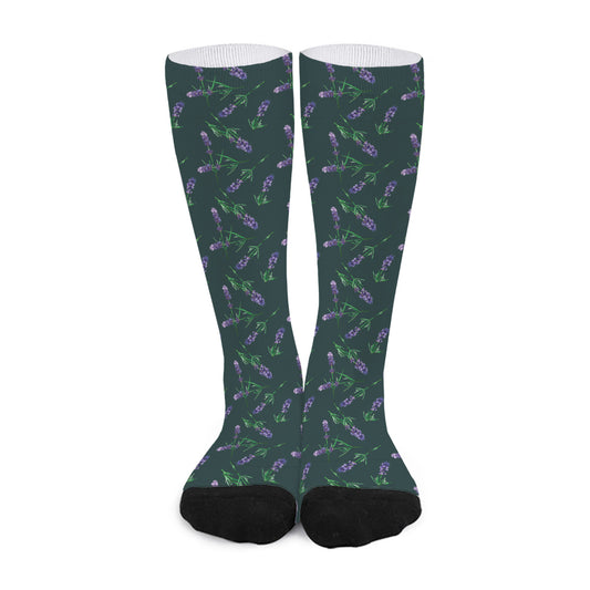 Purple Lavender Pattern Print Long Socks