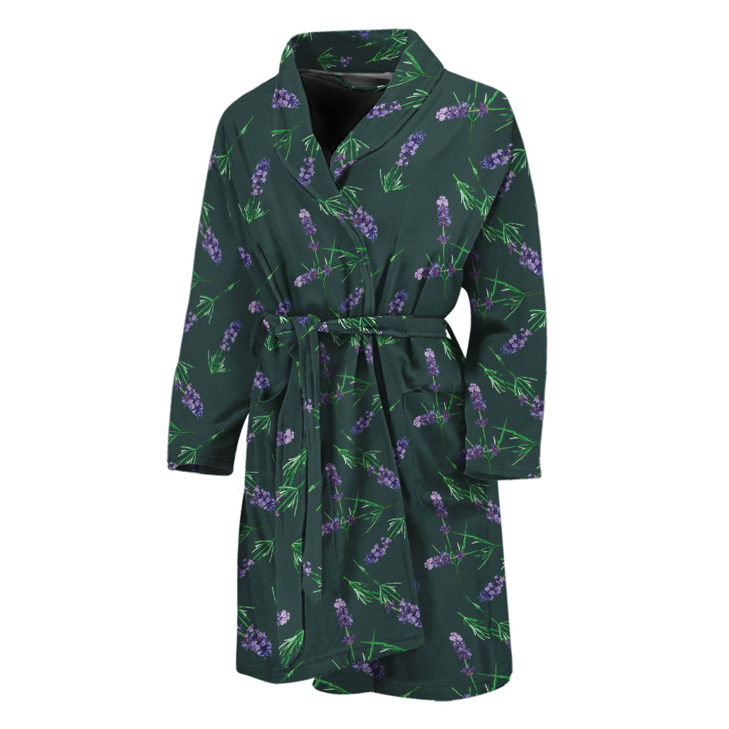 Purple Lavender Pattern Print Men's Bathrobe