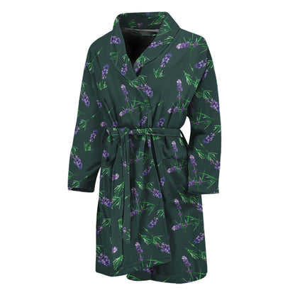 Purple Lavender Pattern Print Men's Bathrobe