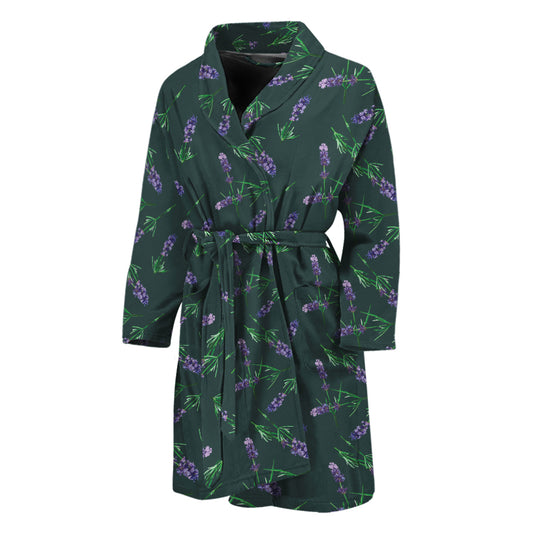 Purple Lavender Pattern Print Men's Bathrobe