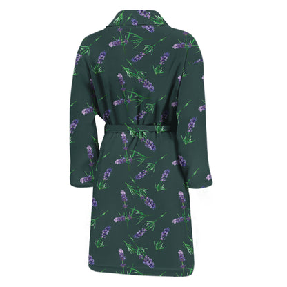 Purple Lavender Pattern Print Men's Bathrobe