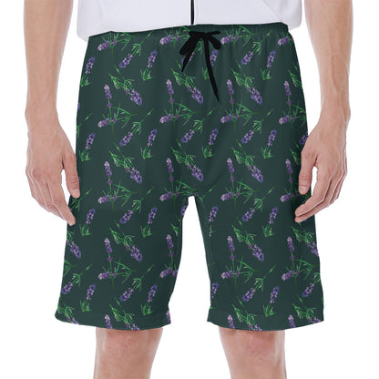 Purple Lavender Pattern Print Men's Beach Shorts