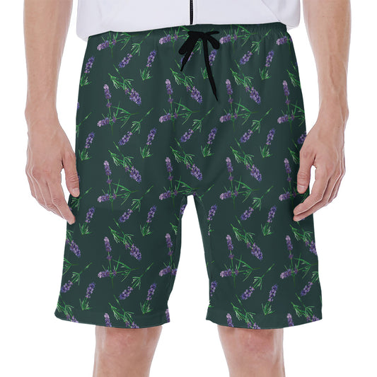 Purple Lavender Pattern Print Men's Beach Shorts