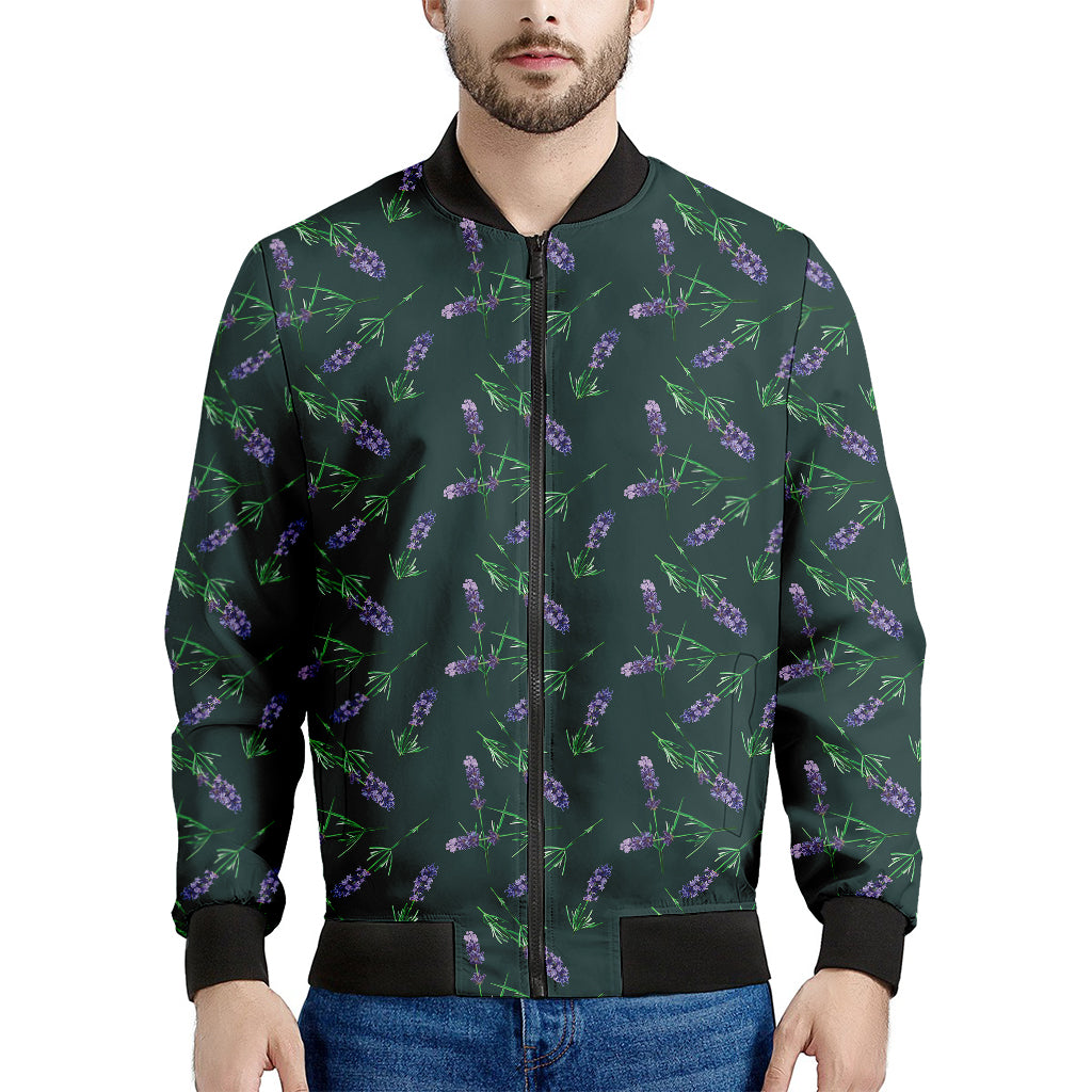 Purple Lavender Pattern Print Men's Bomber Jacket