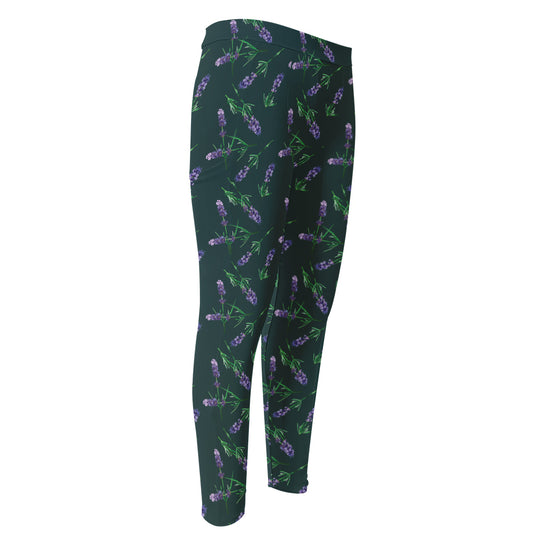 Purple Lavender Pattern Print Men's Compression Pants
