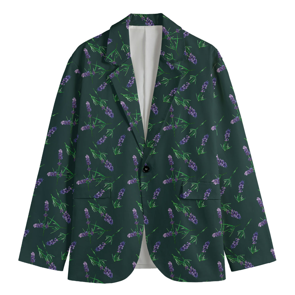 Purple Lavender Pattern Print Men's Cotton Blazer