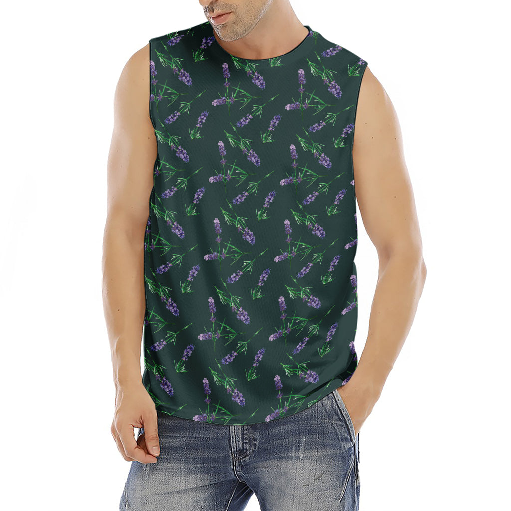Purple Lavender Pattern Print Men's Fitness Tank Top