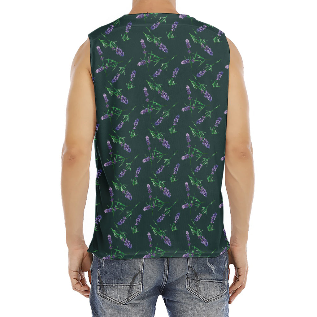 Purple Lavender Pattern Print Men's Fitness Tank Top
