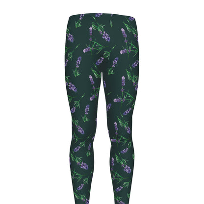 Purple Lavender Pattern Print Men's leggings