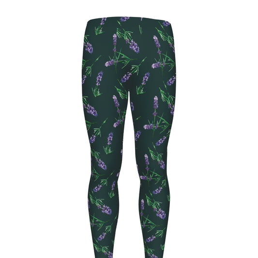Purple Lavender Pattern Print Men's leggings