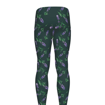 Purple Lavender Pattern Print Men's leggings