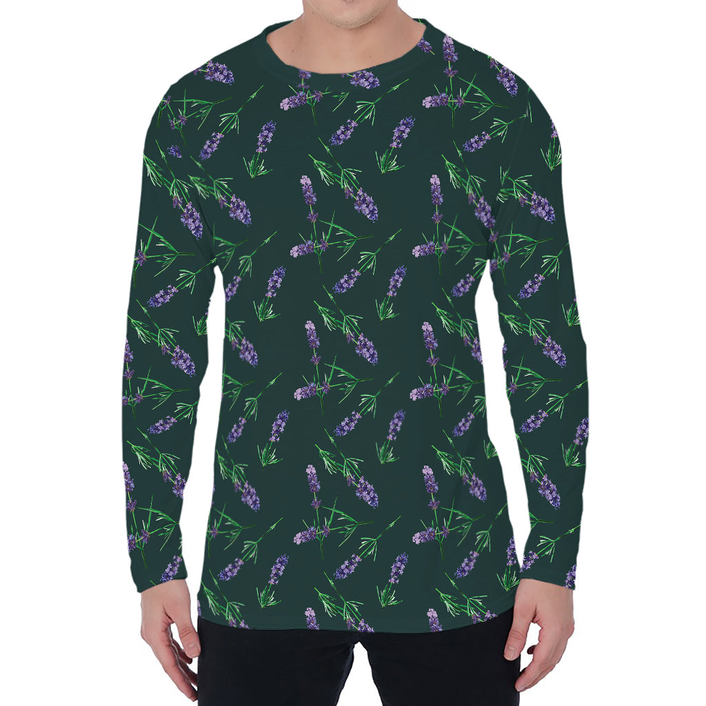 Purple Lavender Pattern Print Men's Long Sleeve T-Shirt