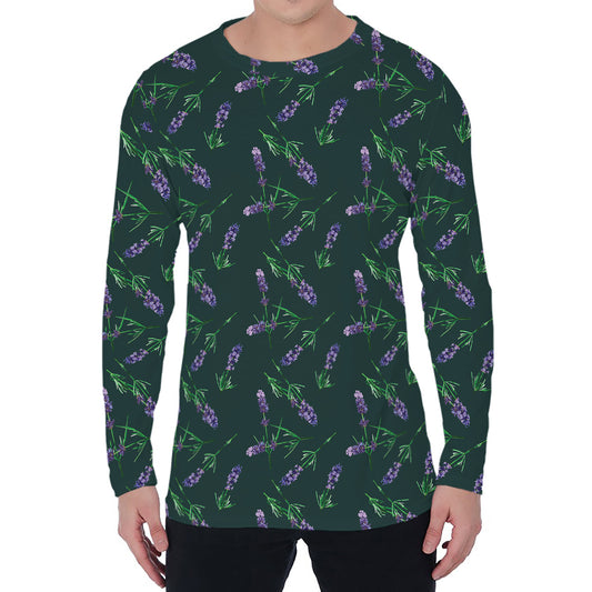Purple Lavender Pattern Print Men's Long Sleeve T-Shirt