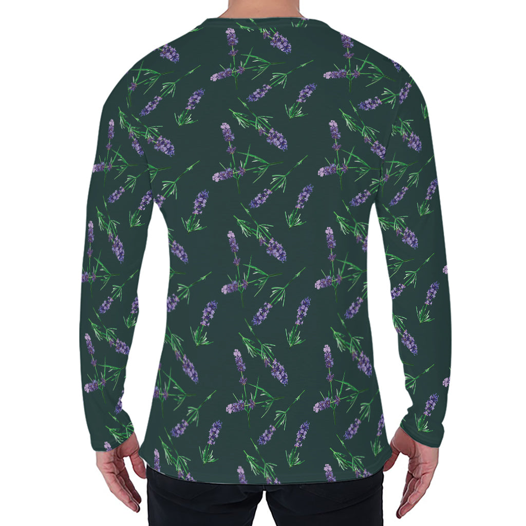 Purple Lavender Pattern Print Men's Long Sleeve T-Shirt