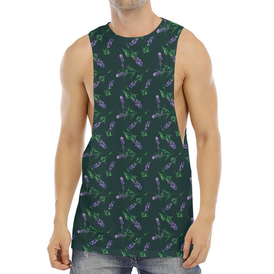 Purple Lavender Pattern Print Men's Muscle Tank Top