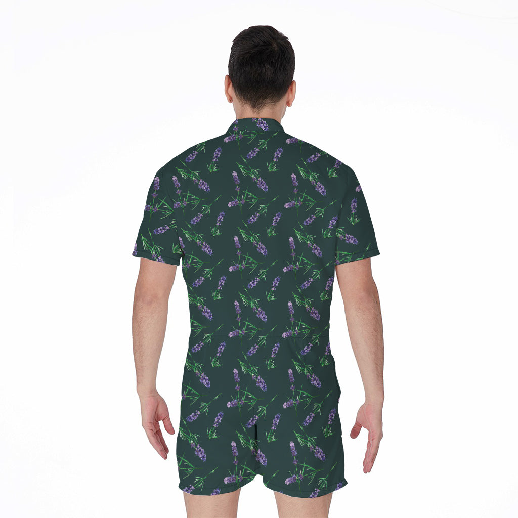 Purple Lavender Pattern Print Men's Rompers
