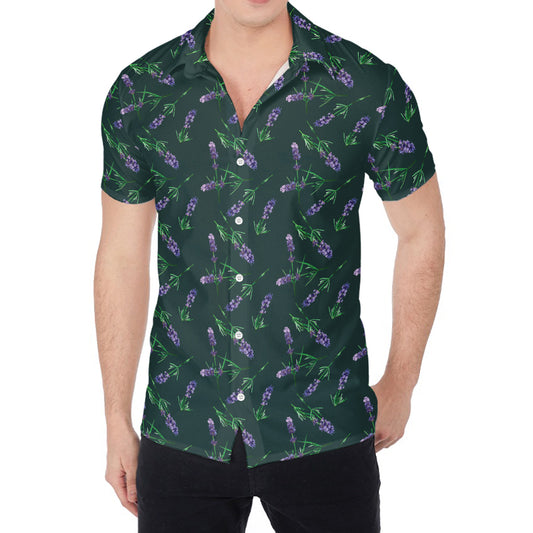 Purple Lavender Pattern Print Men's Shirt