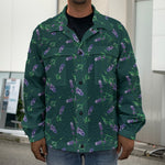Purple Lavender Pattern Print Men's Shirt Jacket