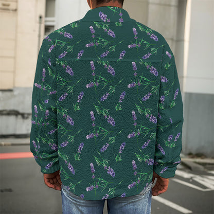 Purple Lavender Pattern Print Men's Shirt Jacket