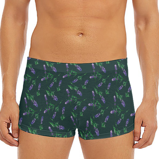 Purple Lavender Pattern Print Men's Short Boxer Briefs