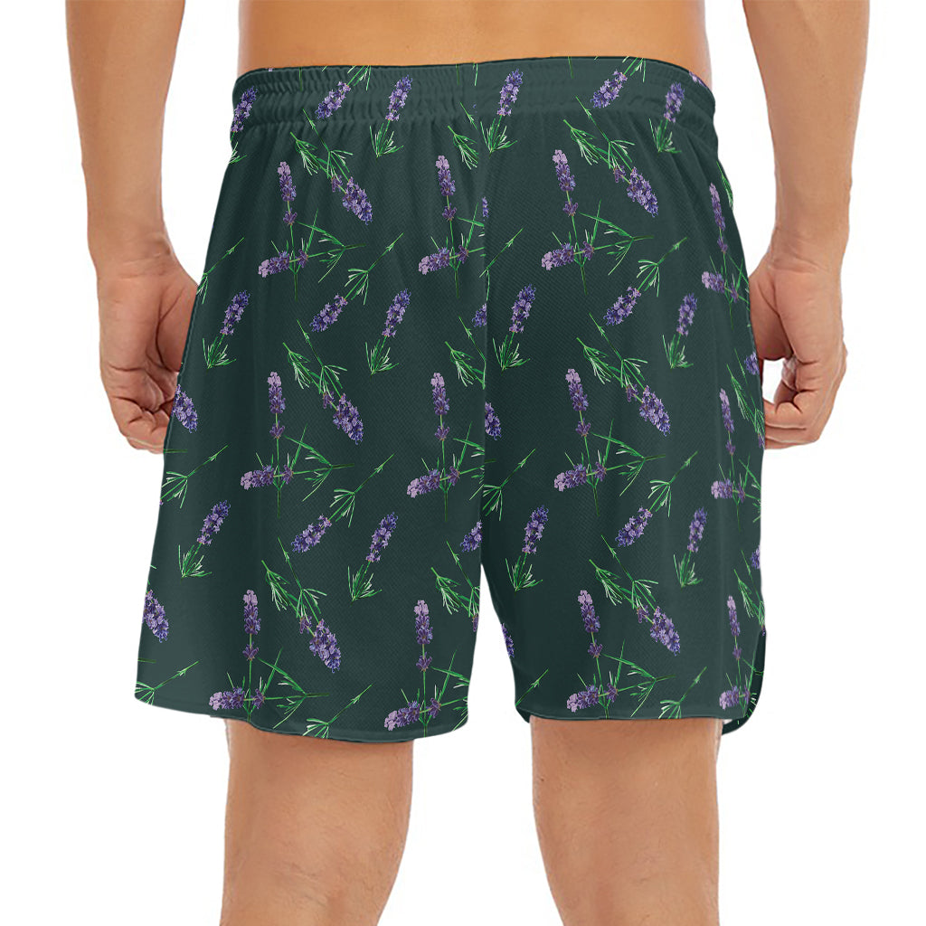 Purple Lavender Pattern Print Men's Split Running Shorts