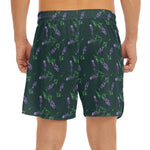 Purple Lavender Pattern Print Men's Split Running Shorts