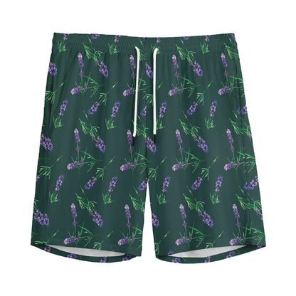 Purple Lavender Pattern Print Men's Sports Shorts