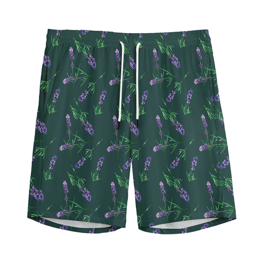 Purple Lavender Pattern Print Men's Sports Shorts
