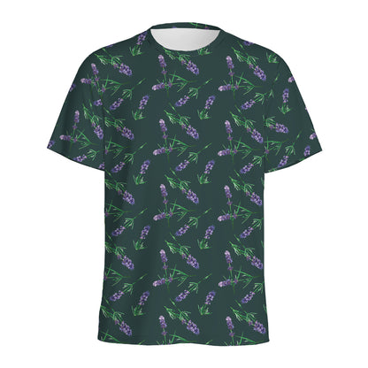 Purple Lavender Pattern Print Men's Sports T-Shirt