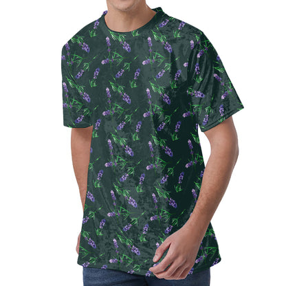 Purple Lavender Pattern Print Men's Velvet T-Shirt