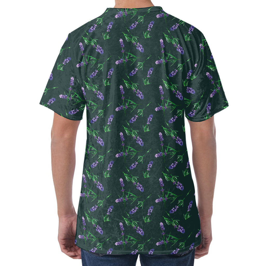 Purple Lavender Pattern Print Men's Velvet T-Shirt