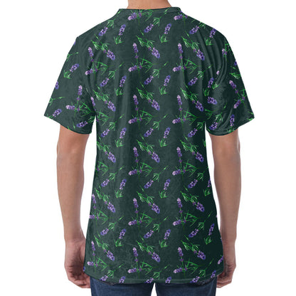 Purple Lavender Pattern Print Men's Velvet T-Shirt